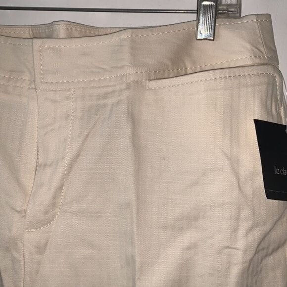 Liz Claiborne Audra Womens Off-White Straight-Leg Pants Size 12 Cotton Blend - Picture 8 of 14